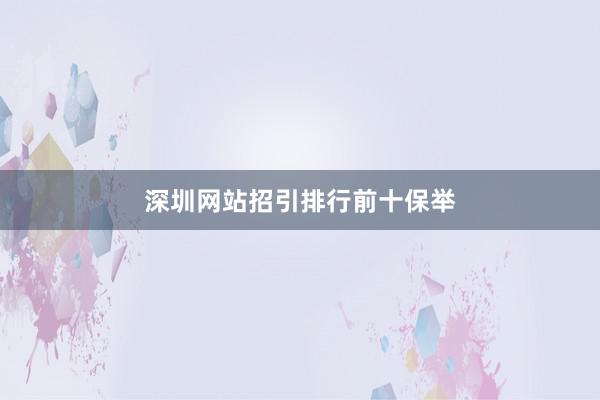 深圳网站招引排行前十保举